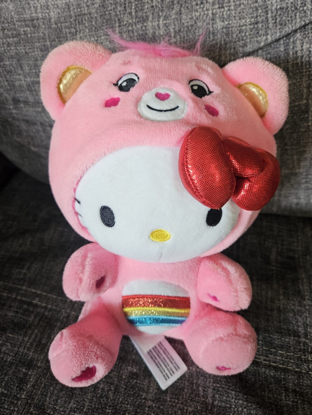 Hello Kitty in Cheer Bear costume - Sanrio x CareBear 9" Plush